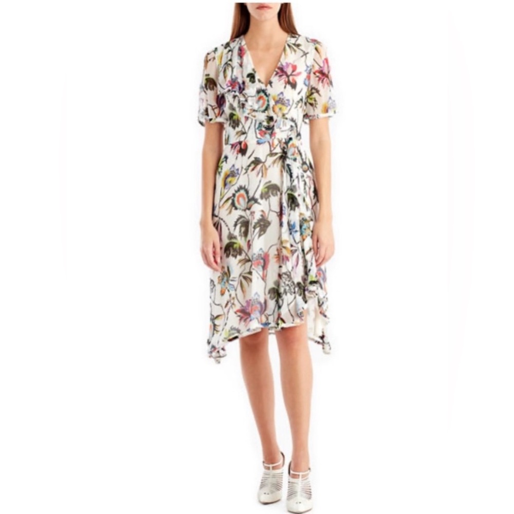 Jason Wu Short-Sleeve Floral-Print Chiffon Dress
